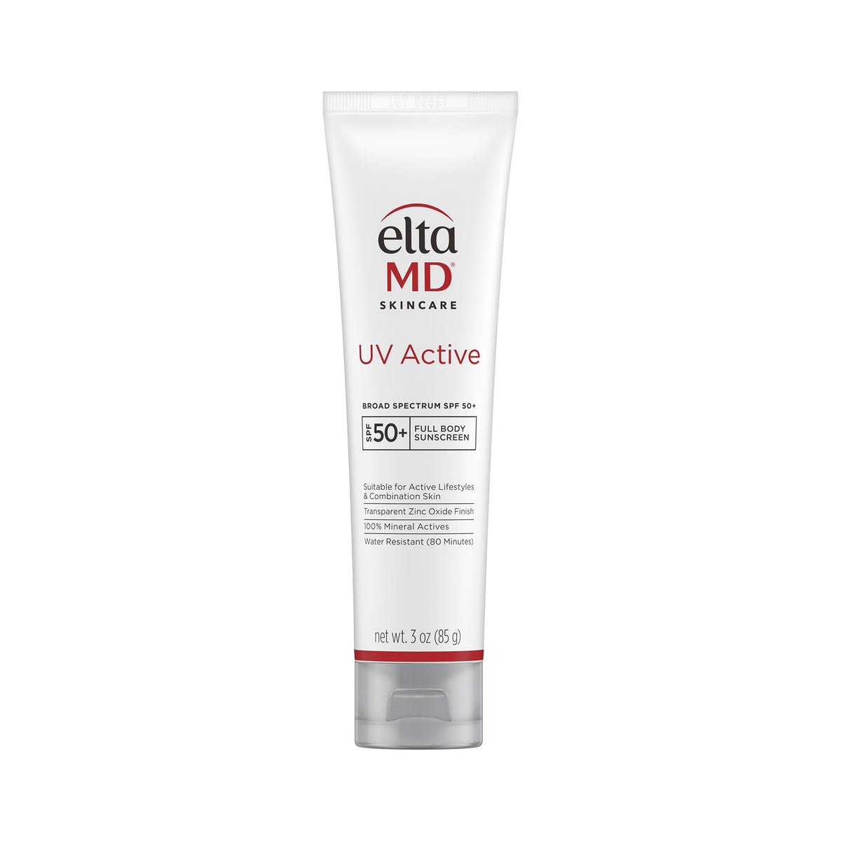 EltaMD front packaging showing SPF 50+ protection and clear benefits