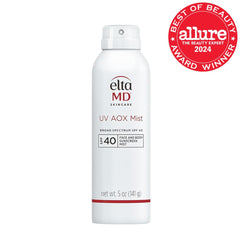 EltaMD spray action mist being applied for quick full-body coverage