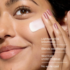 EltaMD lotion swatch texture showing lightweight, non-greasy finish benefit