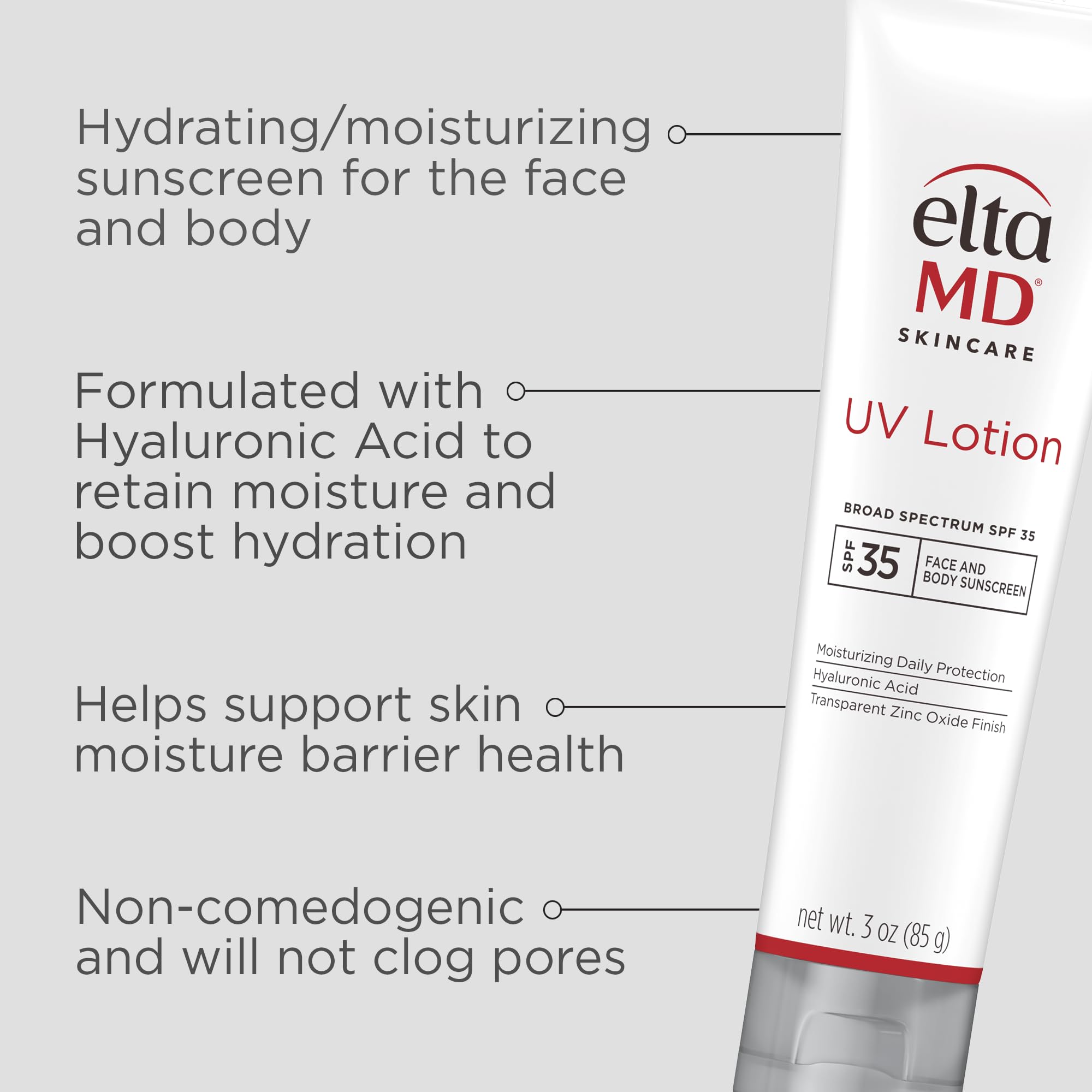 Close-up of EltaMD lotion texture highlighting smooth hydration finish