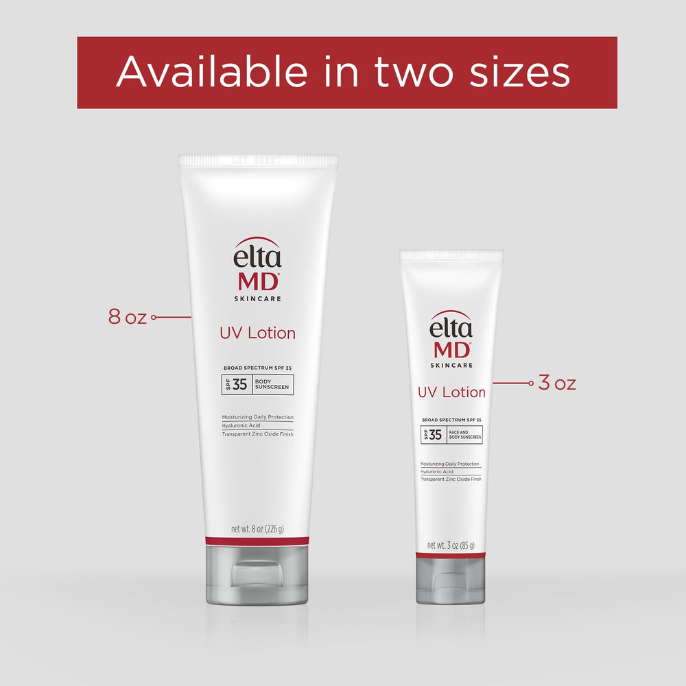 EltaMD 3 oz tube beside sunglasses illustrating travel-friendly sun protection