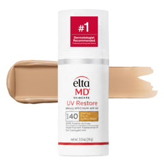 EltaMD UV Restore tinted front packaging showing compact tube and branding benefit