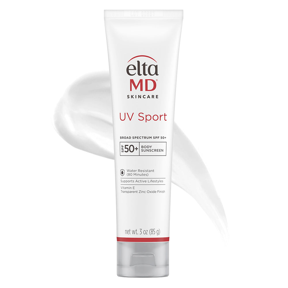 EltaMD bottle front packaging showing SPF 50 protection benefits
