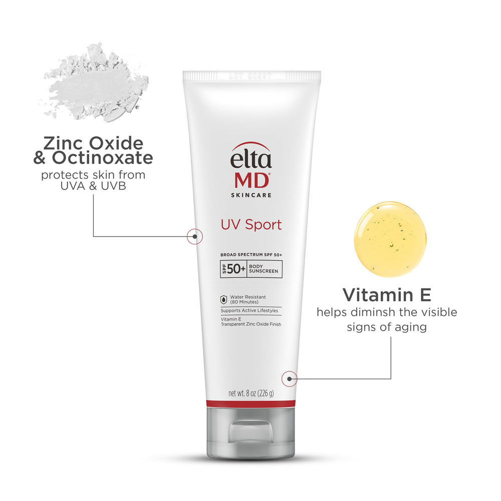 EltaMD sunscreen on skin during water spray demonstrating 80-minute resistance