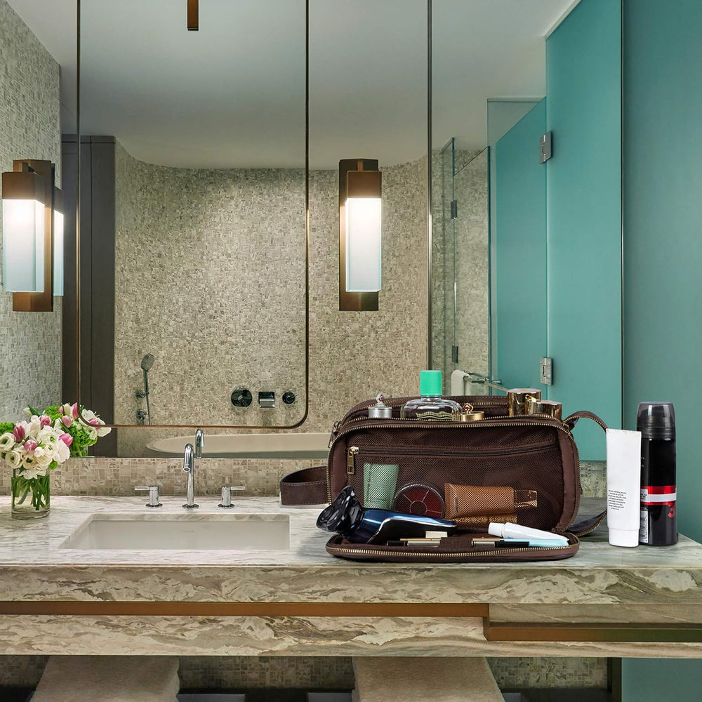 Elviros on bathroom counter in lifestyle scene for everyday convenience