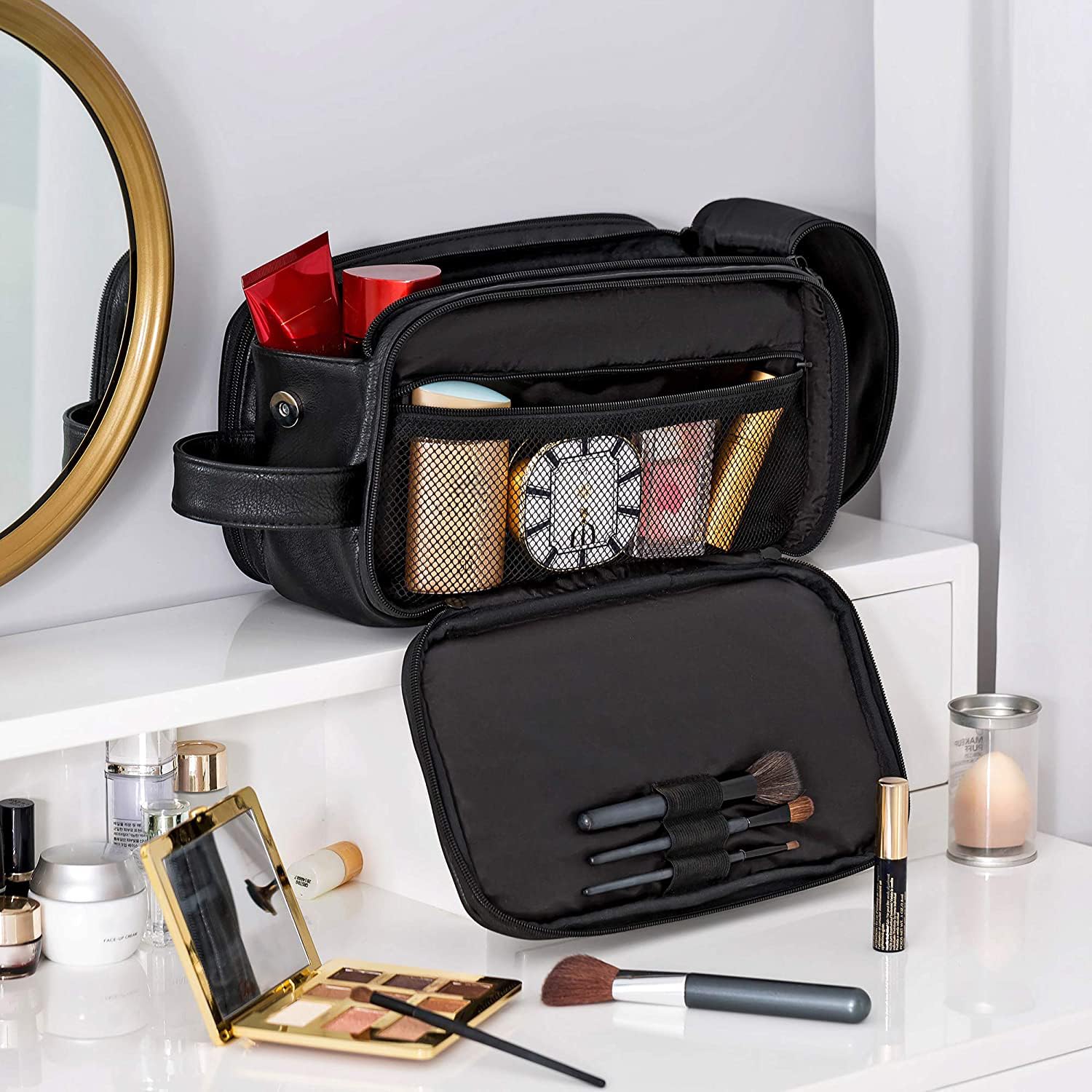 Elviros in travel setting on suitcase showing convenience for trips benefit