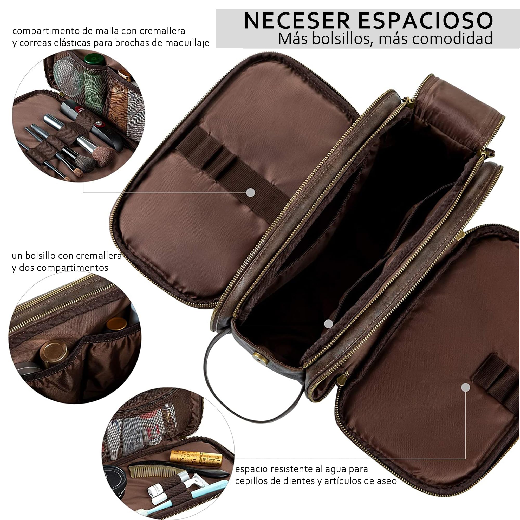 Elviros open interior revealing organized pockets for grooming essentials