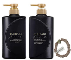 EM Tsubaki pump and ingredient label close-up, emphasizes repair technology benefit