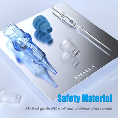 Emalla transparent cartridge body revealing needle movement and ink flow