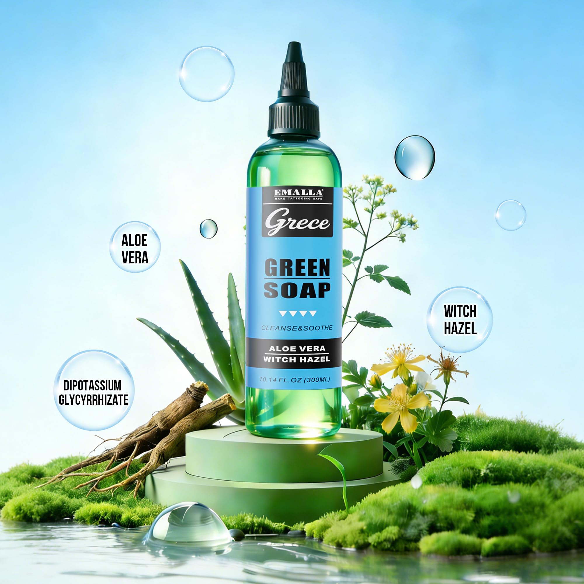 8oz squeeze bottle from Emalla GRECE ready to dispense with controlled flow benefit