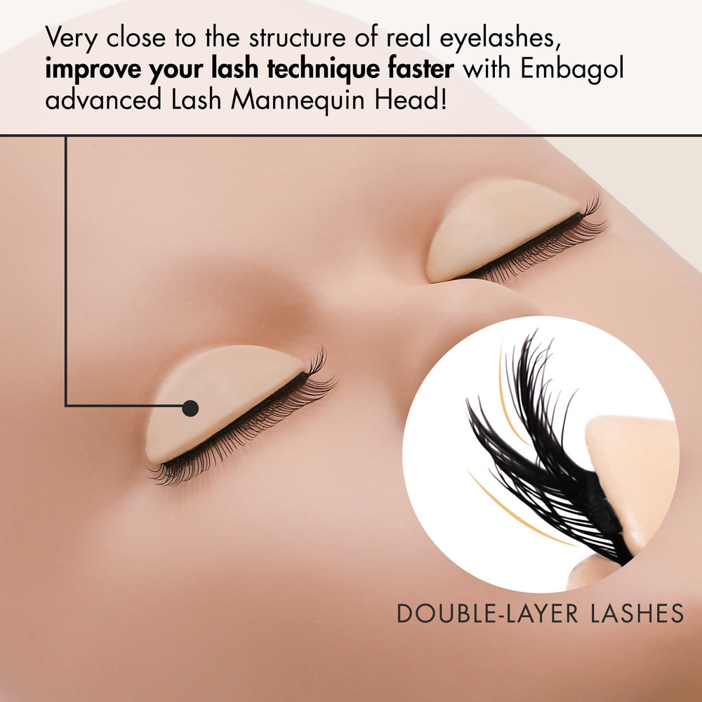 Embagol close-up of double-layer eyelid demonstrating realistic lash bed depth