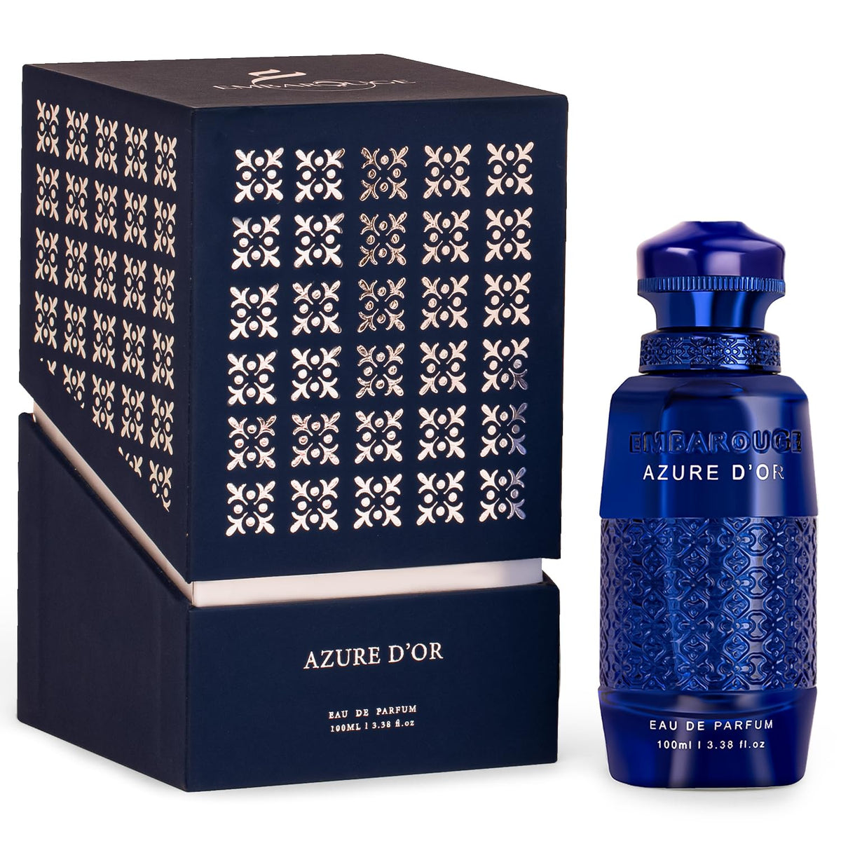 EMBAROUGE bottle front view showing elegant design and strong evening presence