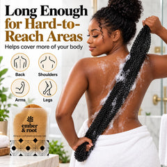 ember and root close-up of hexagon woven texture highlighting dual exfoliation benefit