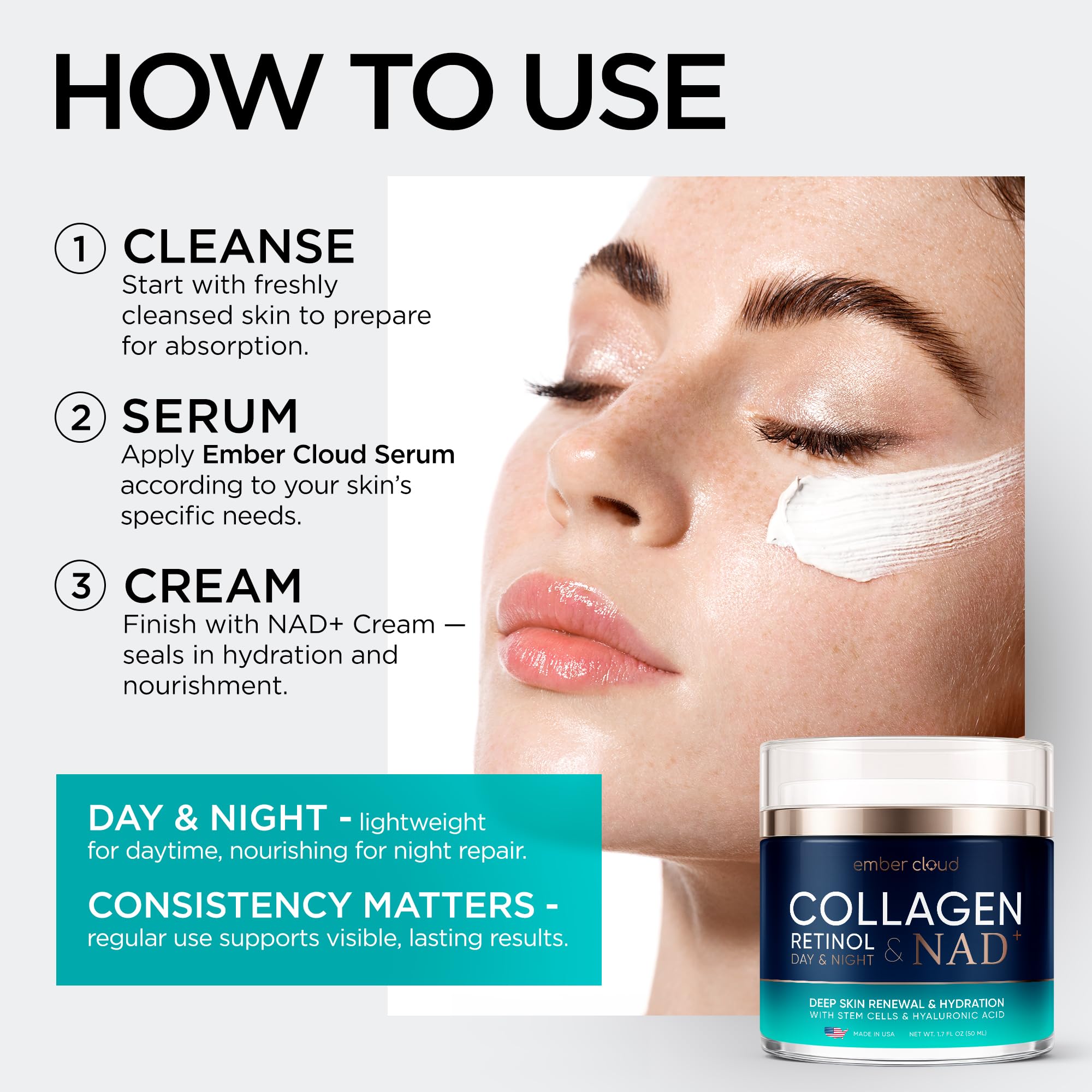Ember Cloud on vanity in lifestyle setting suggesting daily routine benefit