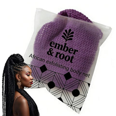 ember and root purple net sponge front view showing compact design and easy grip benefit