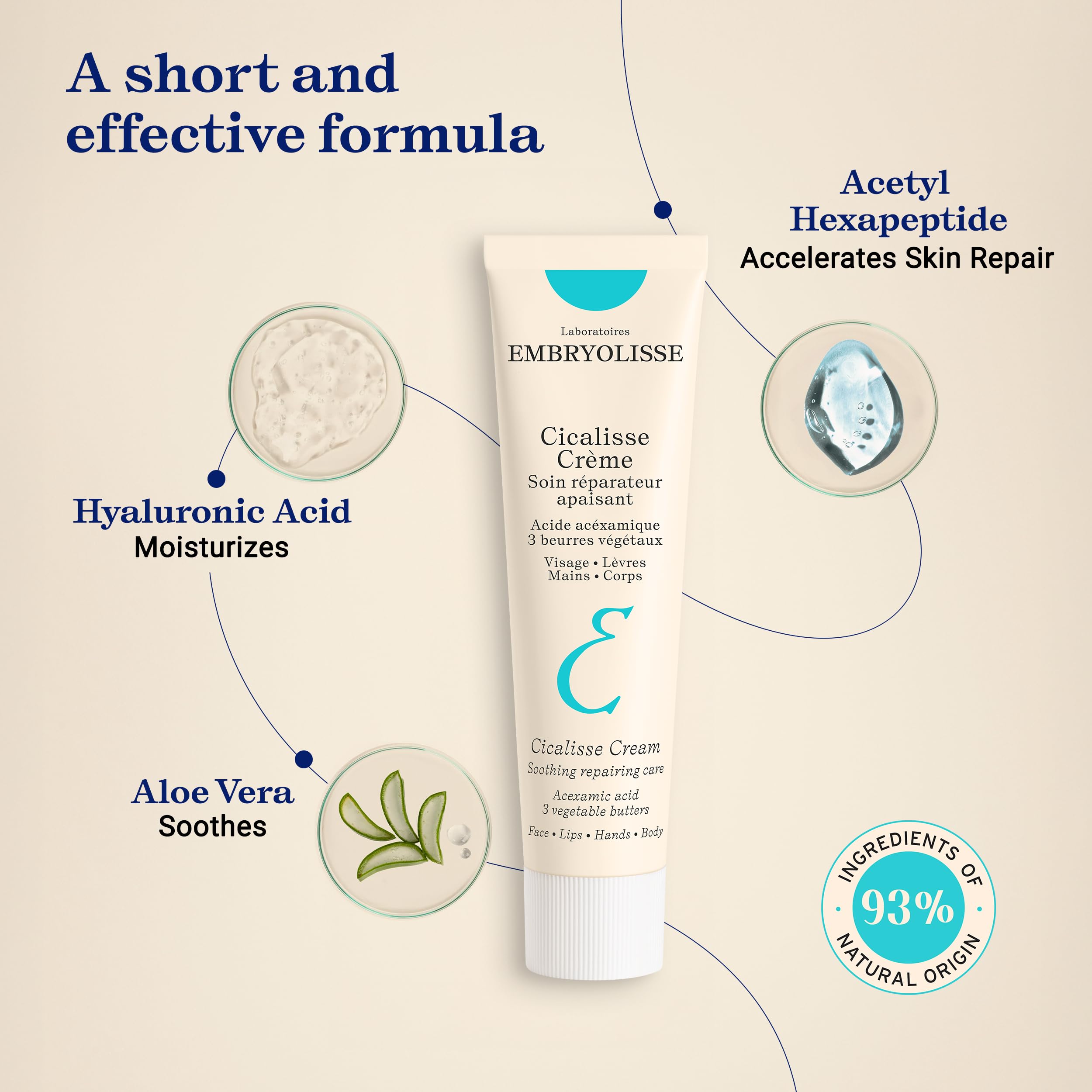 Embryolisse Cicalisse tube next to coin to show 1.3 fl oz compact size for on-the-go use