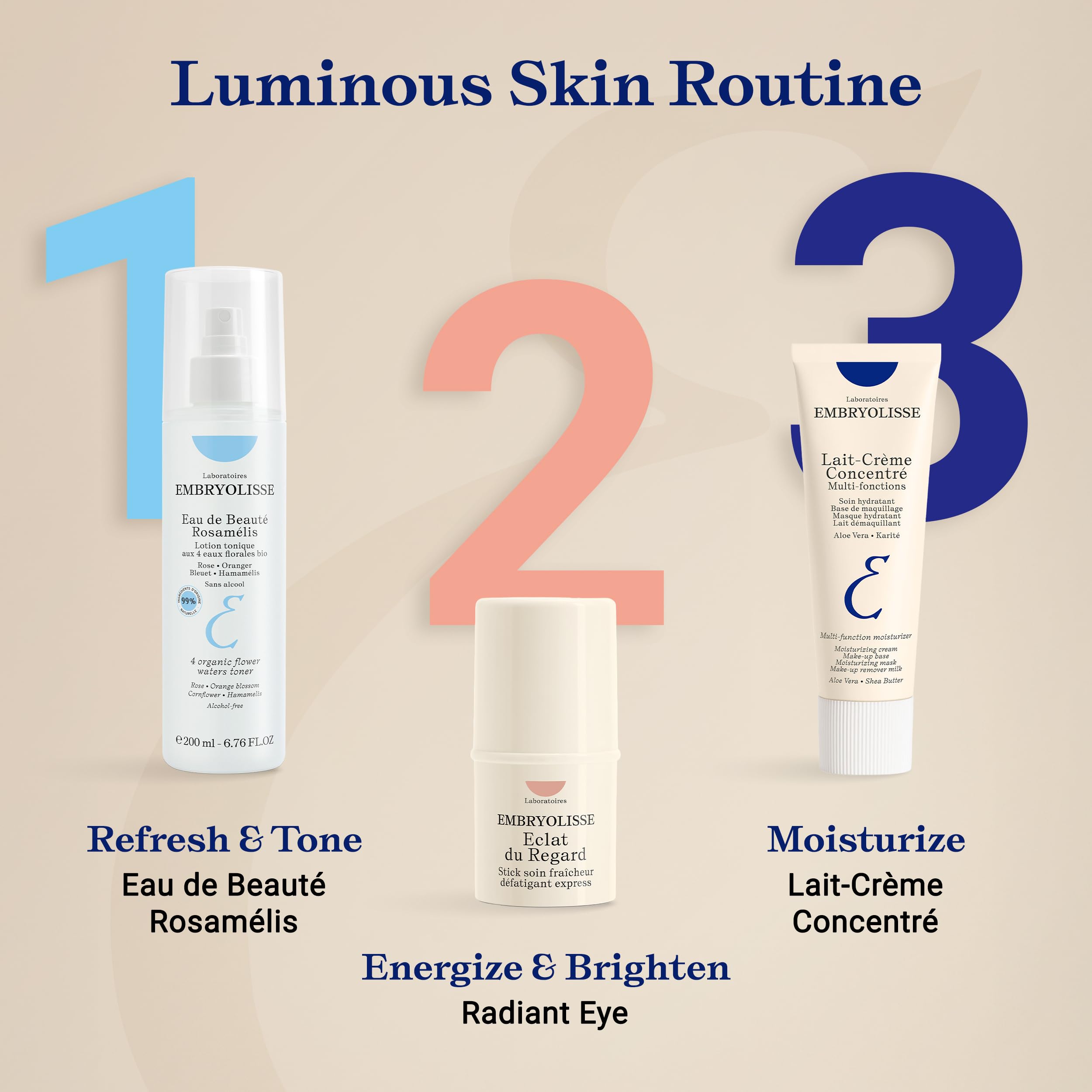 Embryolisse next to shea butter and aloe representing natural nourishing benefits