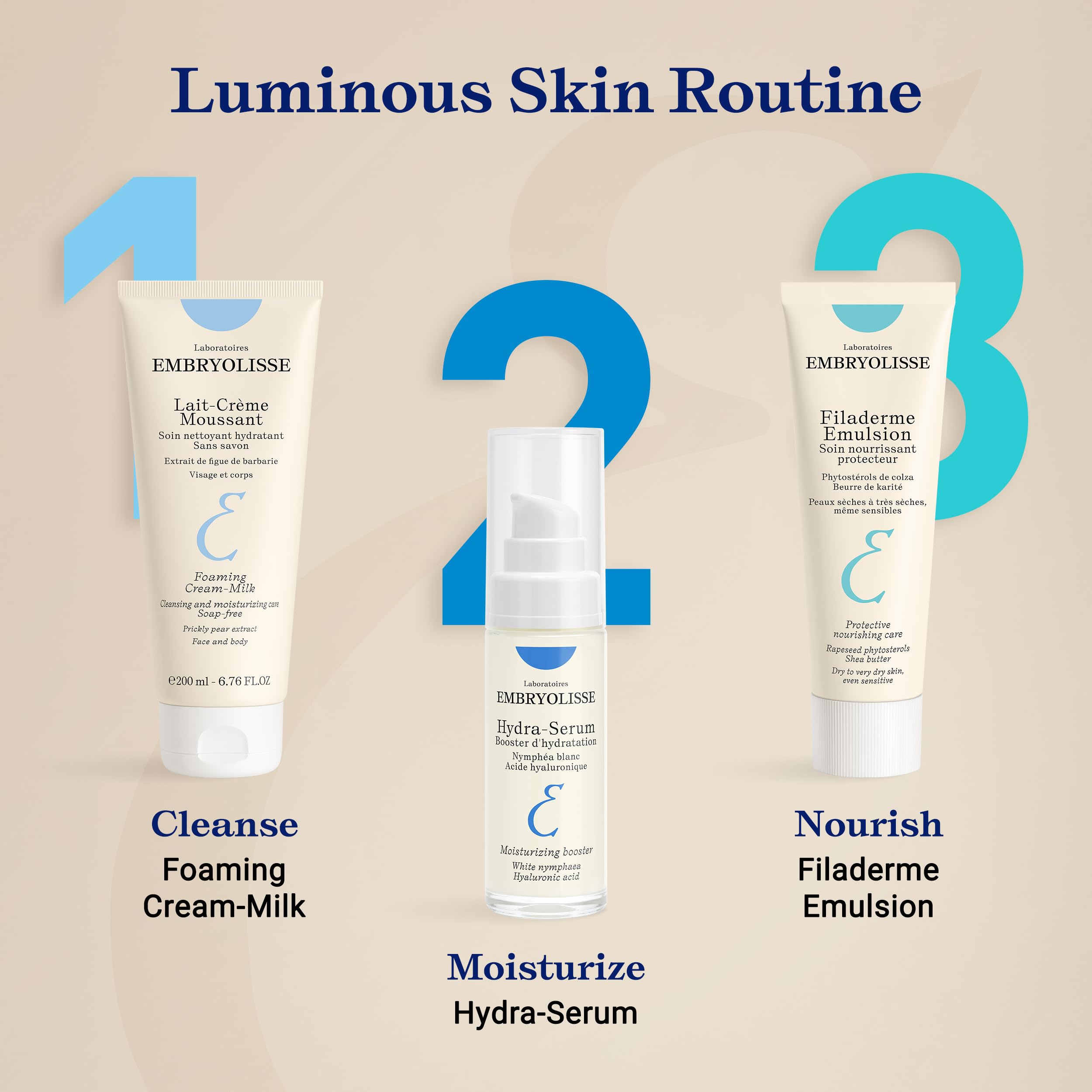 Embryolisse Filaderme on bathroom shelf lifestyle scene conveying daily care and routine comfort
