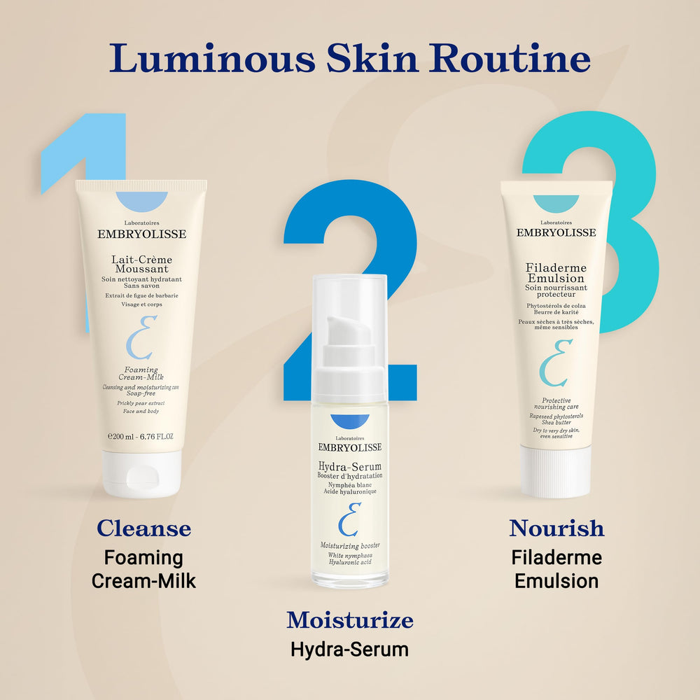 Embryolisse Filaderme on bathroom shelf lifestyle scene conveying daily care and routine comfort