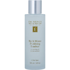 Eminence front bottle of birch water essence showing label and easy-pump dispenser for refreshed skin