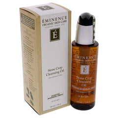 Eminence in-use removing makeup on face, delivers gentle effective cleansing