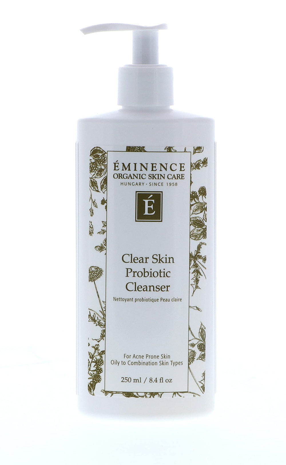 Eminence clear skin tube front view showing brand and calming benefit