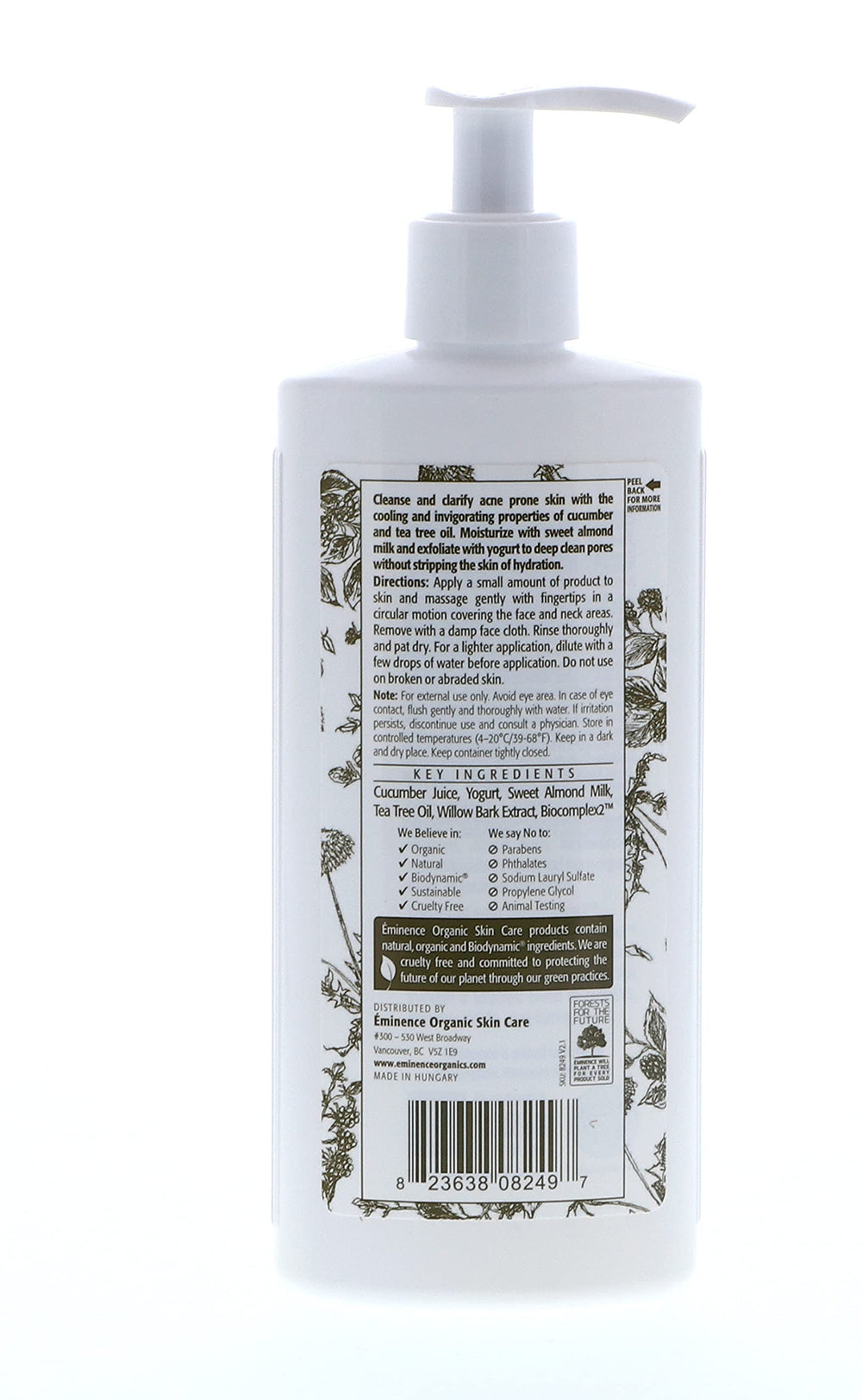 Eminence product label closeup showing ingredient transparency benefit