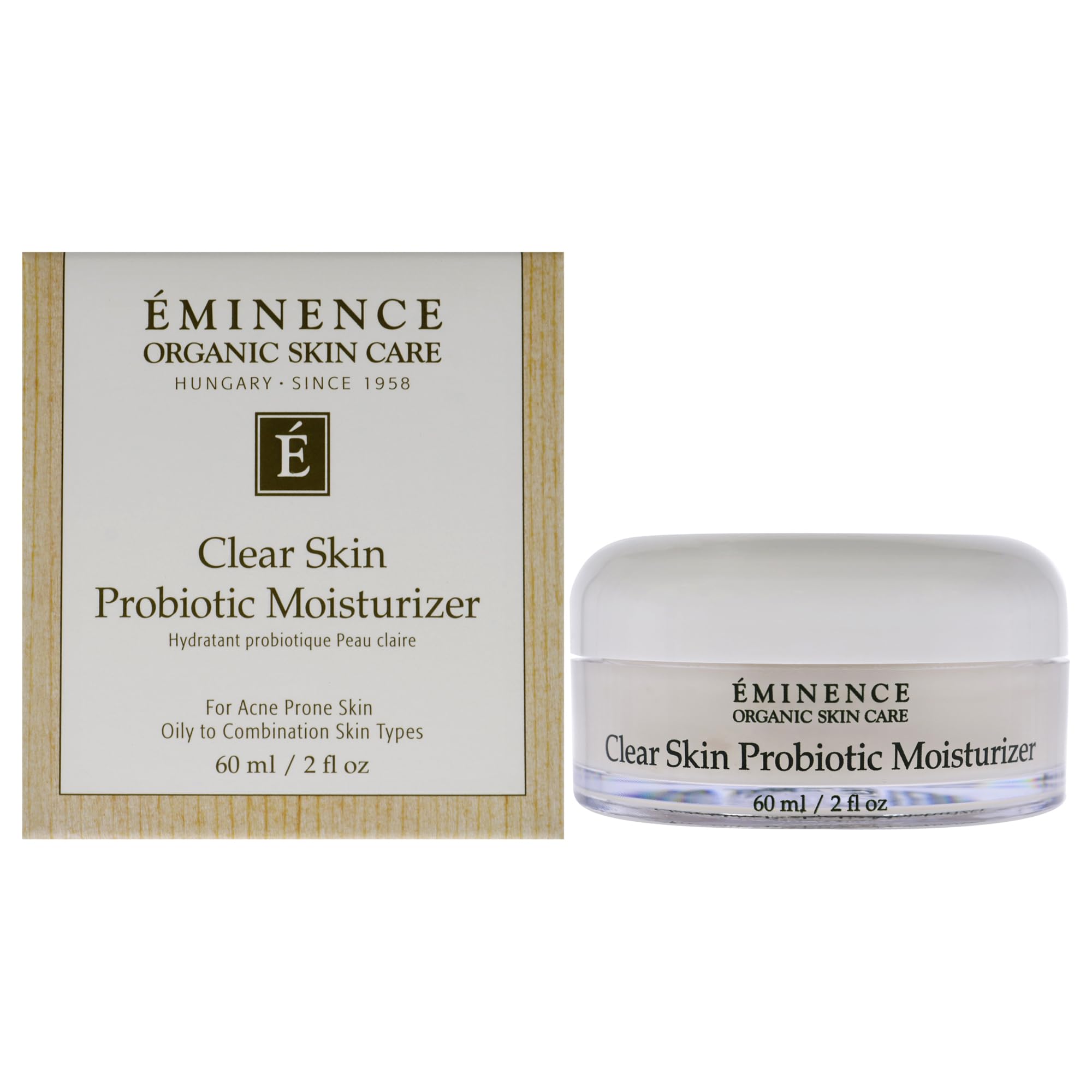 Eminence front packaging showing bottle and label, highlights product clarity benefits
