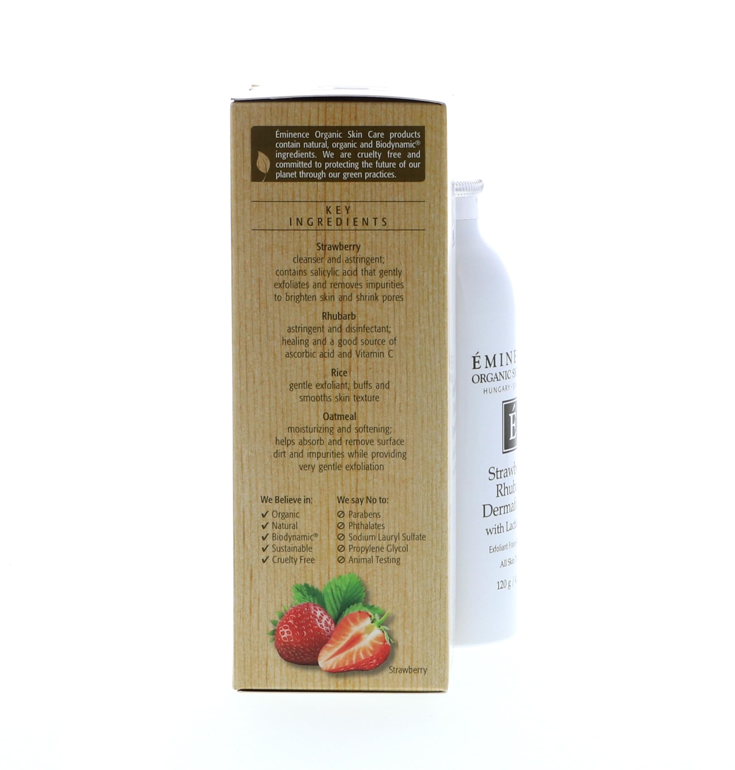 Fresh strawberries and rhubarb by Eminence illustrating antioxidant-rich botanical extracts