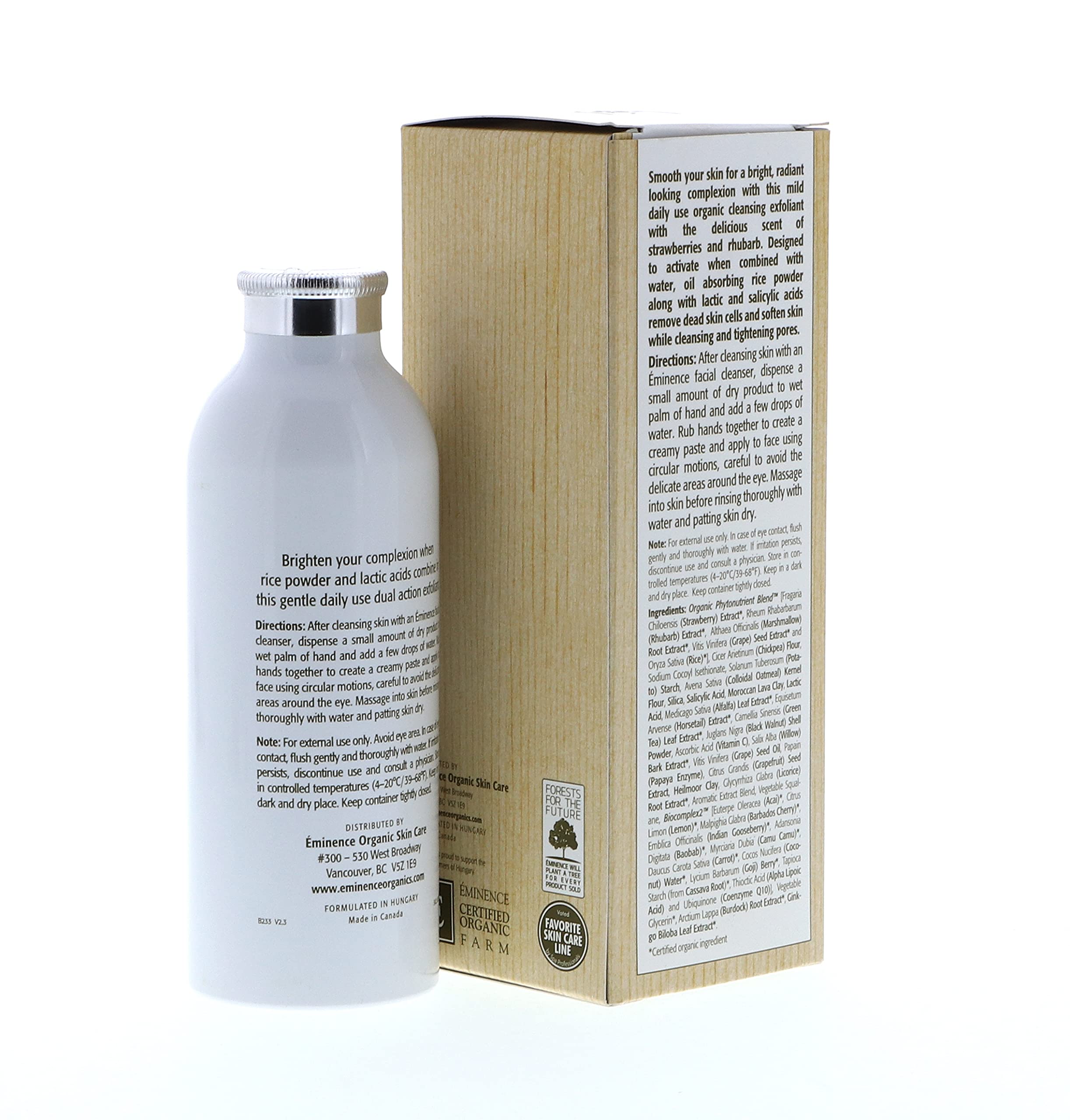 Open Eminence jar with clear label and ingredient list visible for ingredient transparency