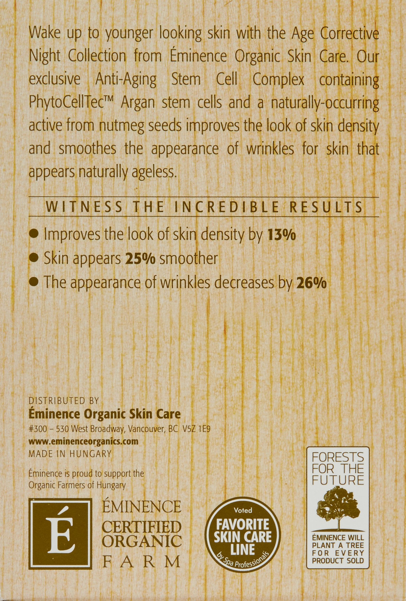 Eminence on nightstand styled setting suggesting relaxing evening skincare routine benefit