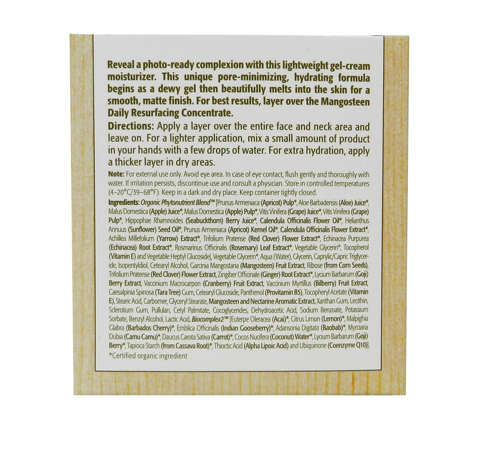 Eminence product label highlighting mangosteen and key ingredient benefits visibly