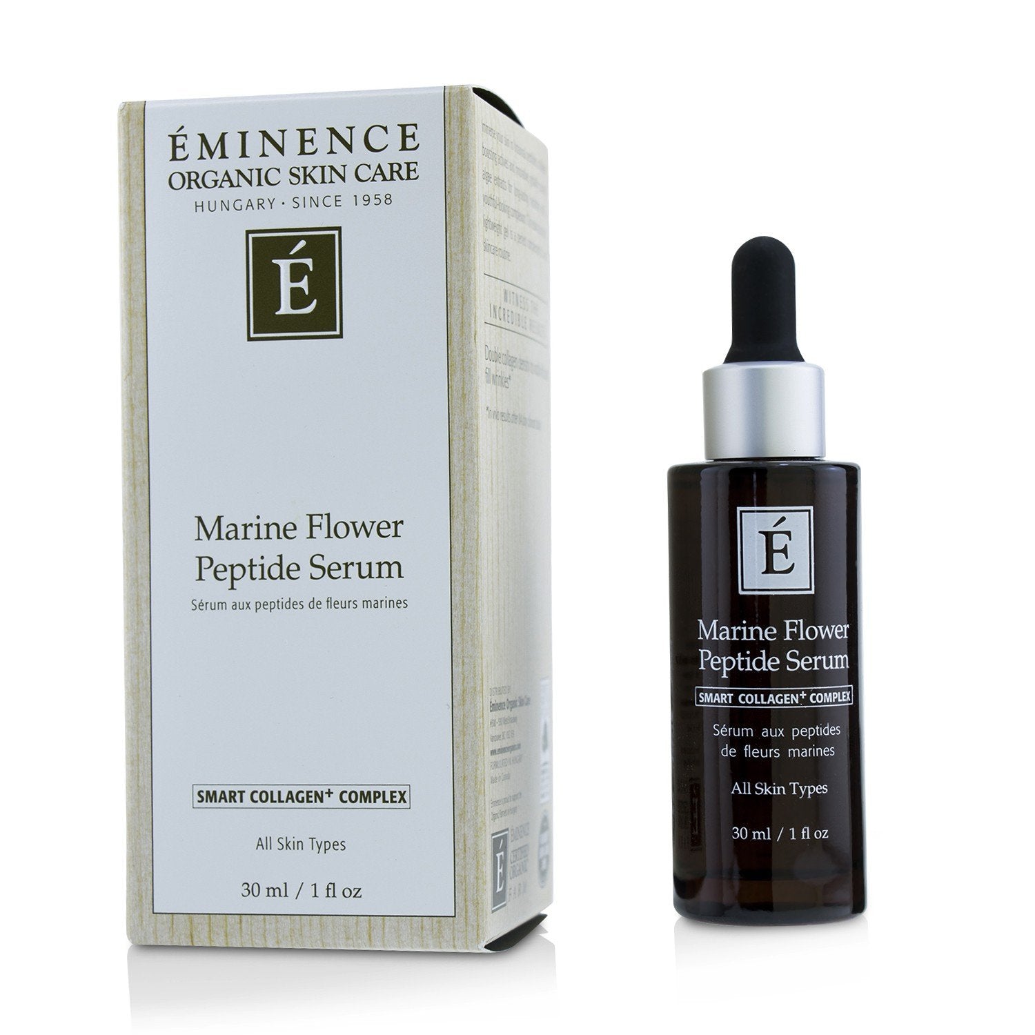 Eminence Marine Flower Peptide front bottle showing label and size, highlighting potency