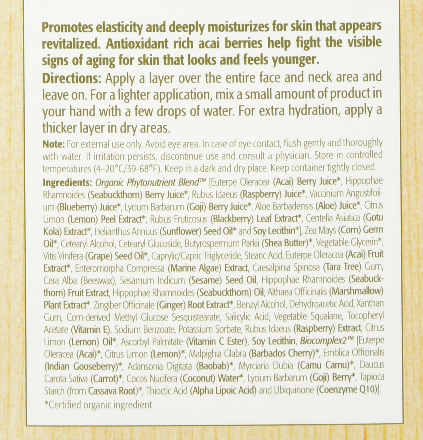 Eminence natural ingredient close-up highlighting acai and shea butter benefits