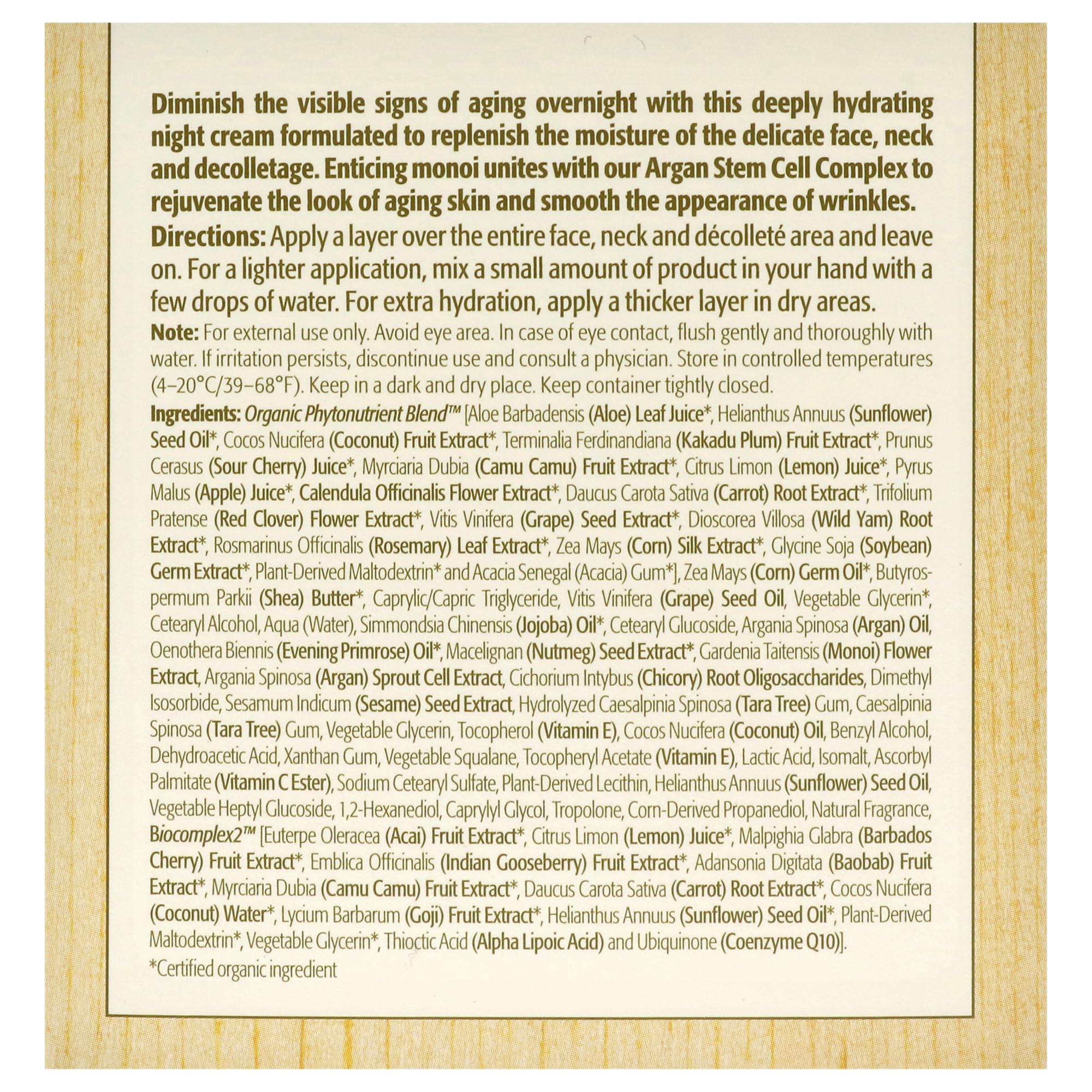 Eminence ingredient label close-up highlighting botanical biocomplex benefit