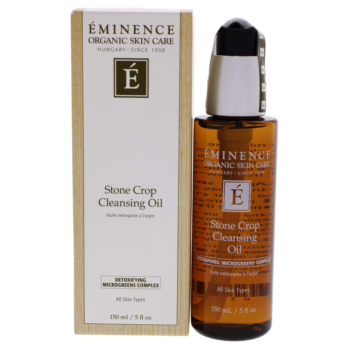 Eminence front bottle view showing clean label and size, easy application benefit