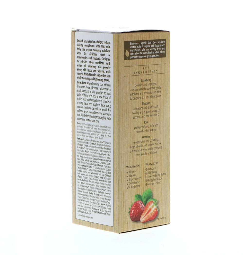 Applying Eminence dermafoliant to face for gentle polishing and smoother-looking skin