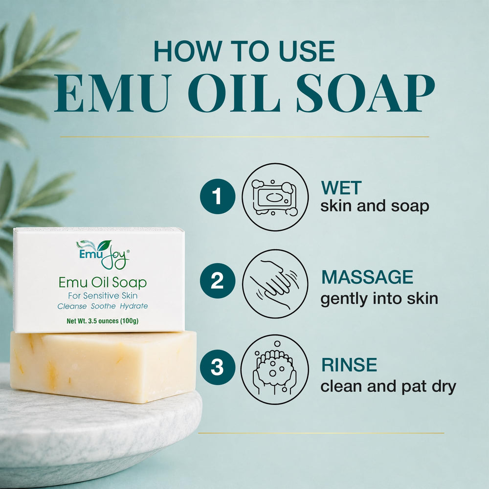 Emu Joy ingredient label closeup showing natural, sulfate‑free formula