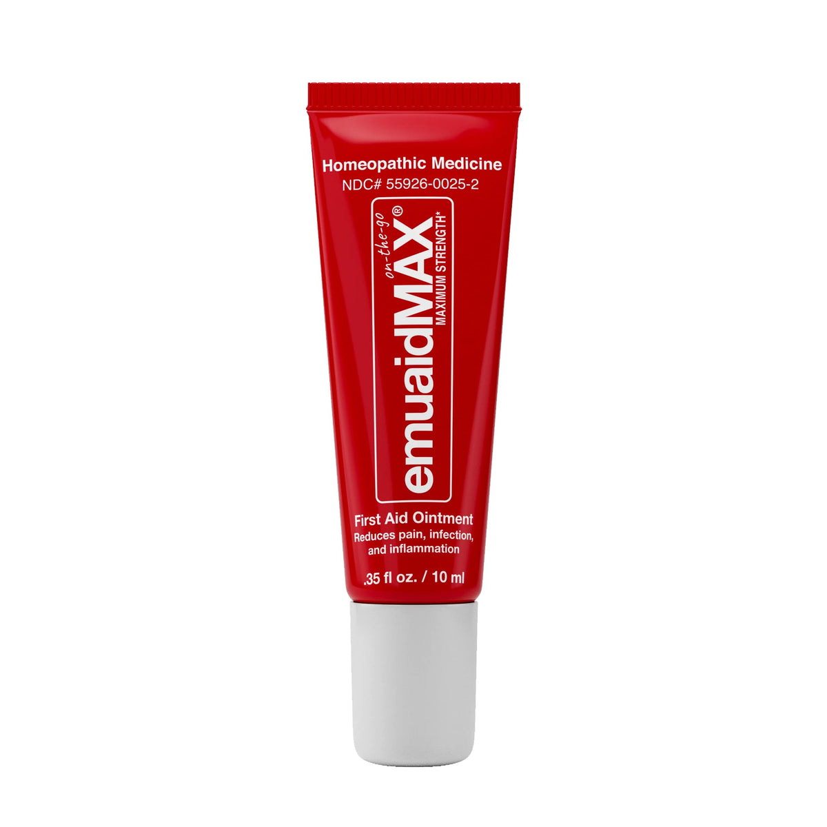 emuaid tube front view showing branding and compact size benefit