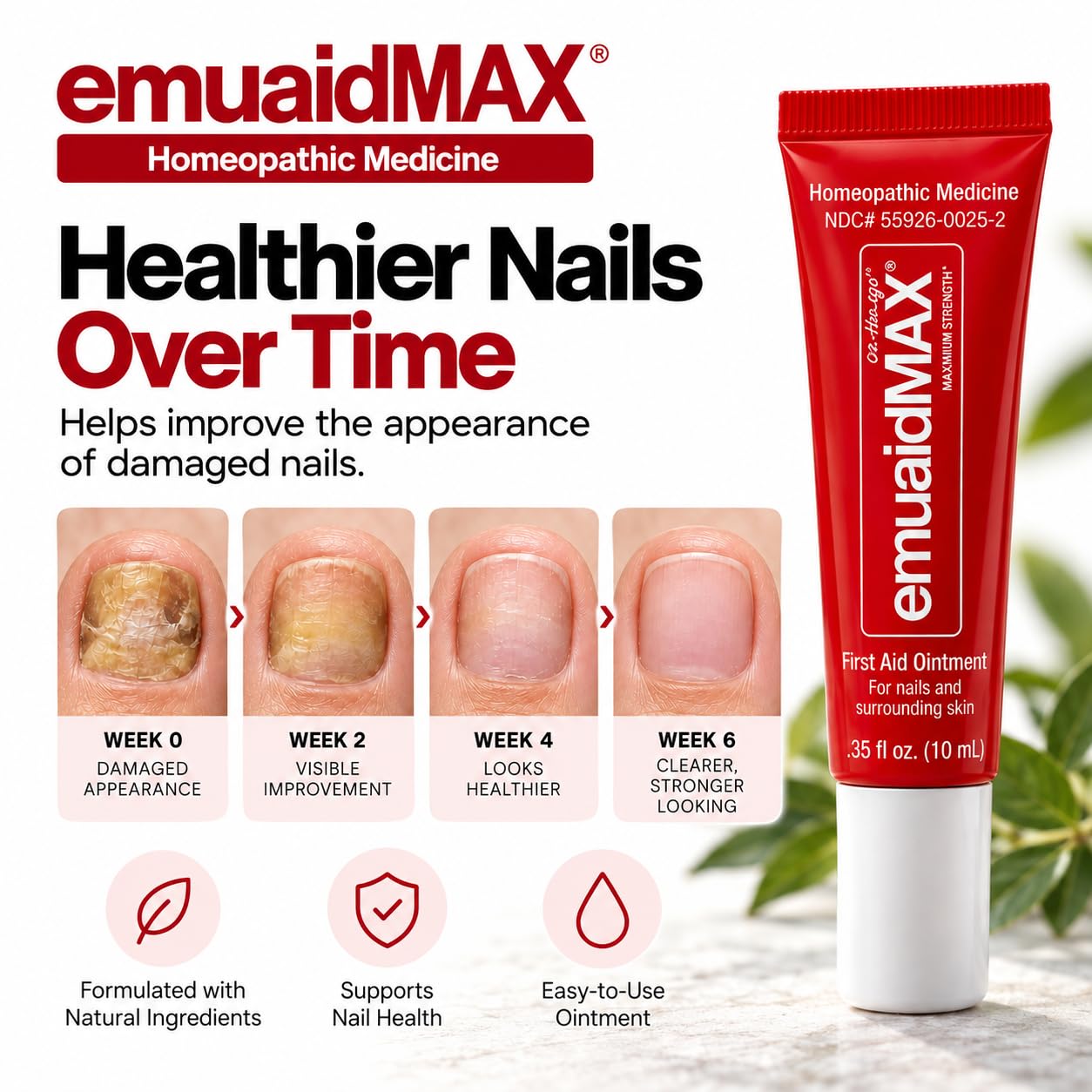tea tree oil droplet and botanicals highlighting emuaid natural nourishment