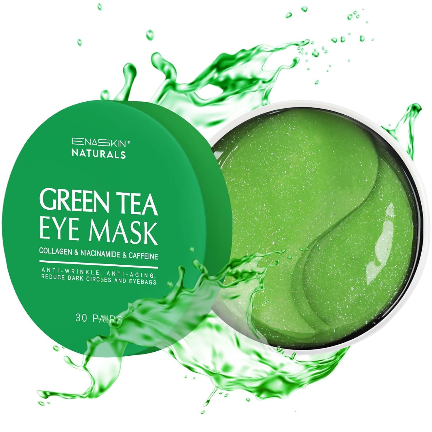 Enaskin Naturals green tea mask texture showing hydrating gel finish