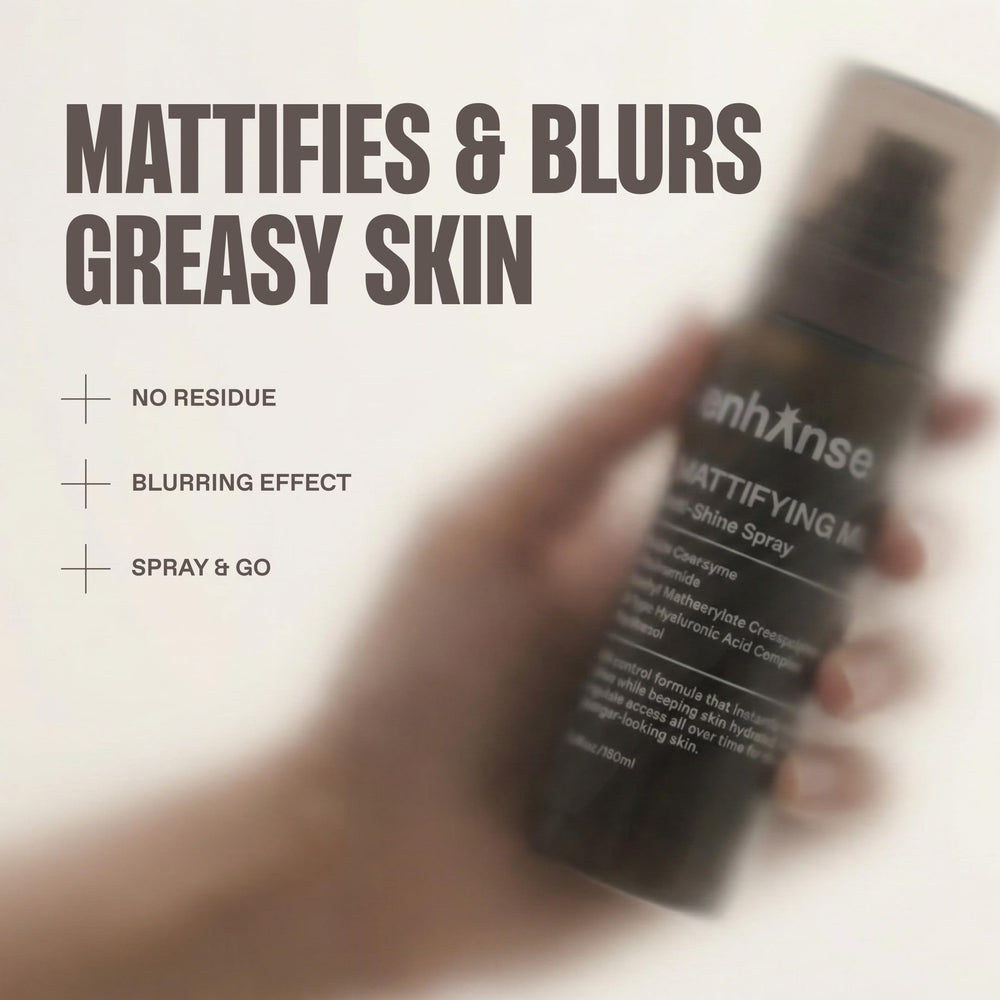 ENHANSE close-up of mist texture showing lightweight powdery finish benefit