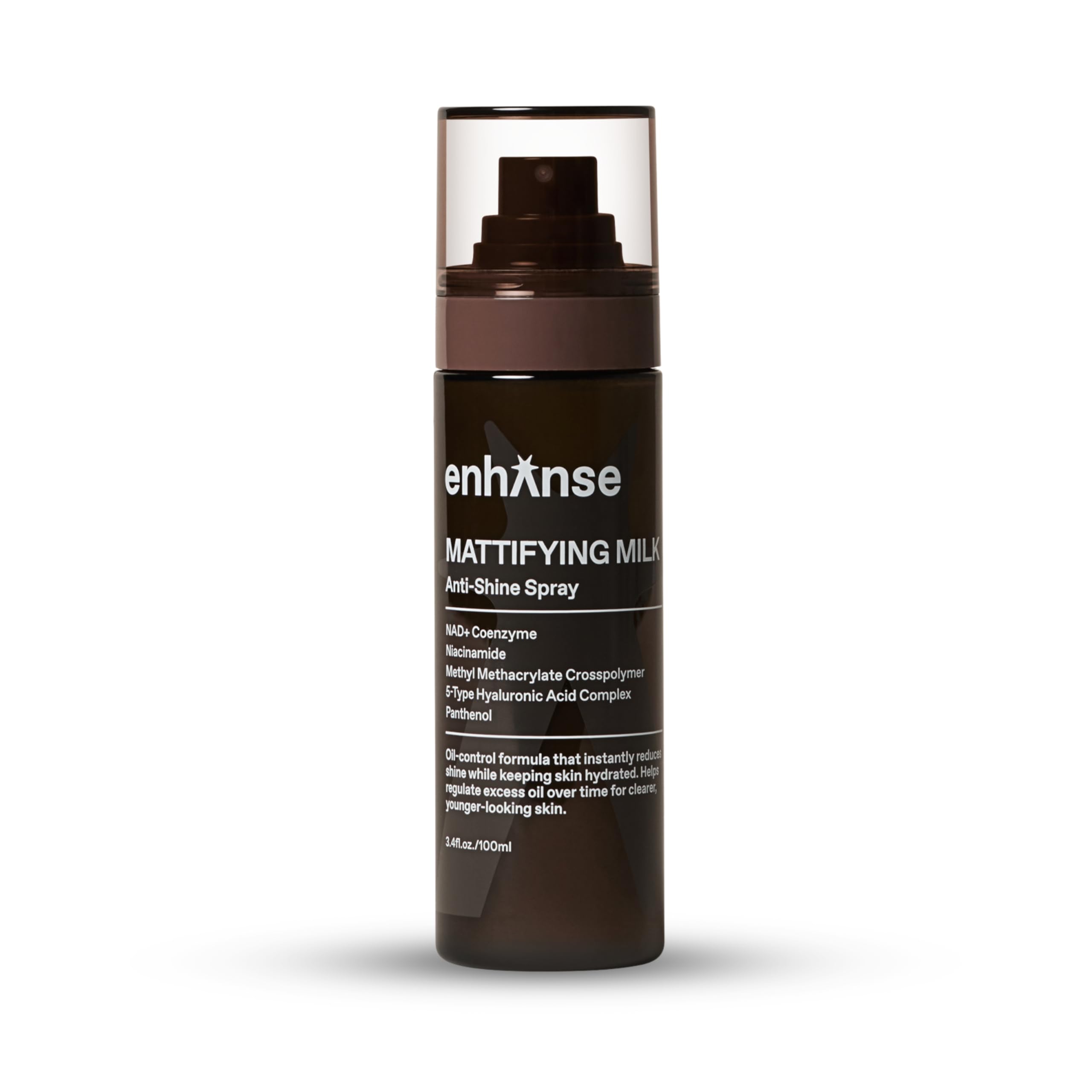 ENHANSE front packaging showing matte finish bottle and clear branding benefit