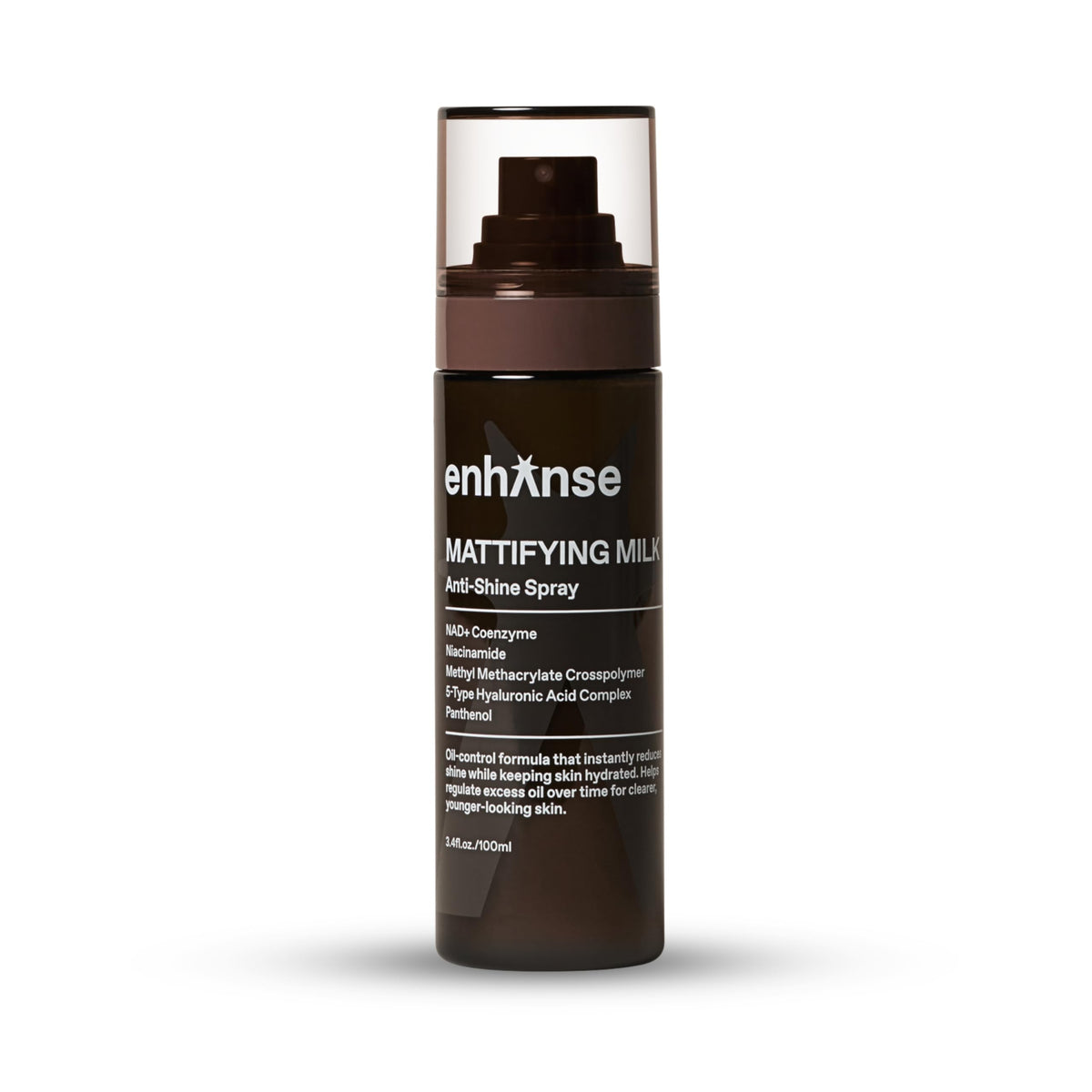 ENHANSE front packaging showing matte finish bottle and clear branding benefit