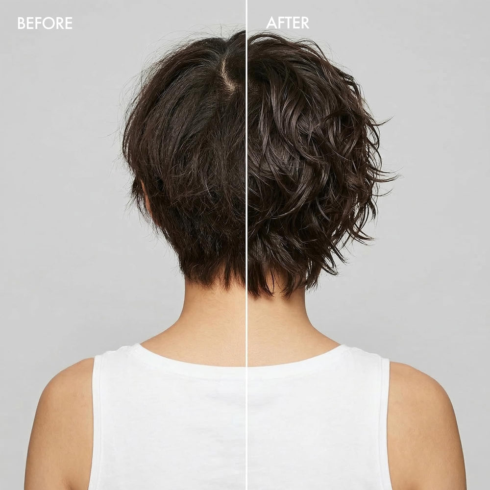 Enjoy brand styled side profile showing natural shine and flexible hold