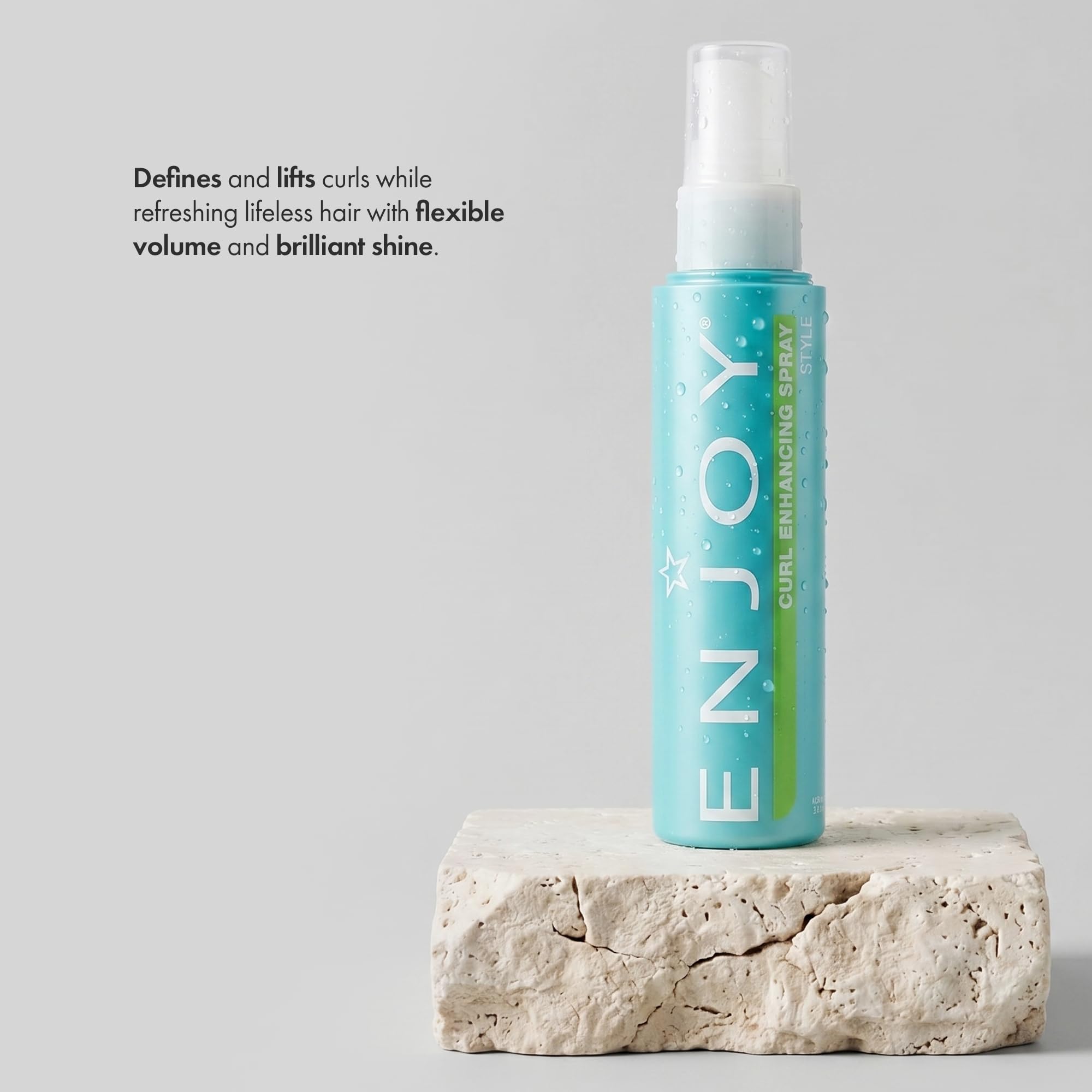Enjoy curl enhancing spray misting action demonstrating even, lightweight application for natural lift