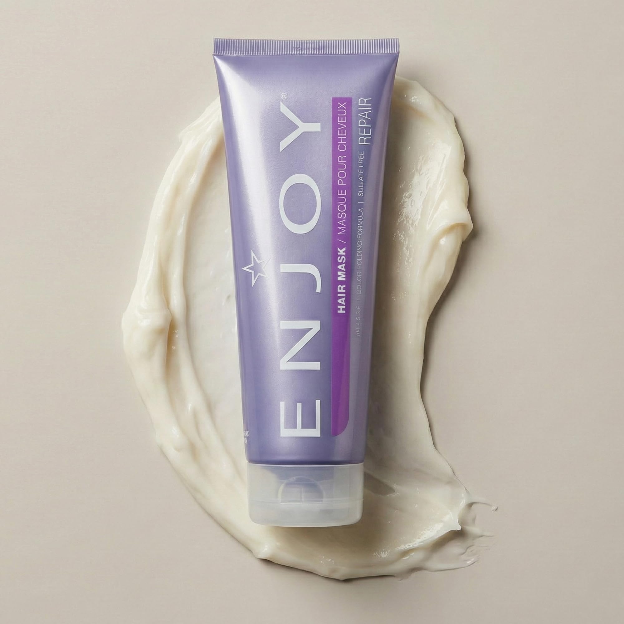 Enjoy jar on bathroom shelf lifestyle shot conveying salon care at home benefit