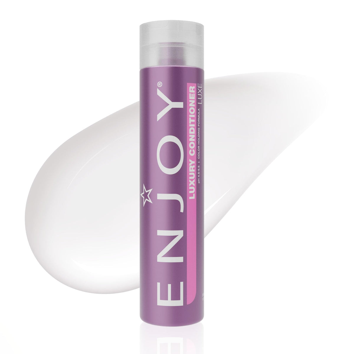 Enjoy front bottle shot showing product packaging and easy-pour benefit