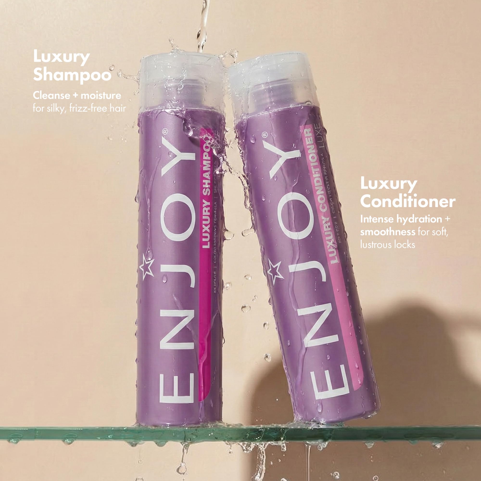 Enjoy label close-up highlighting ingredients and color-safe benefit