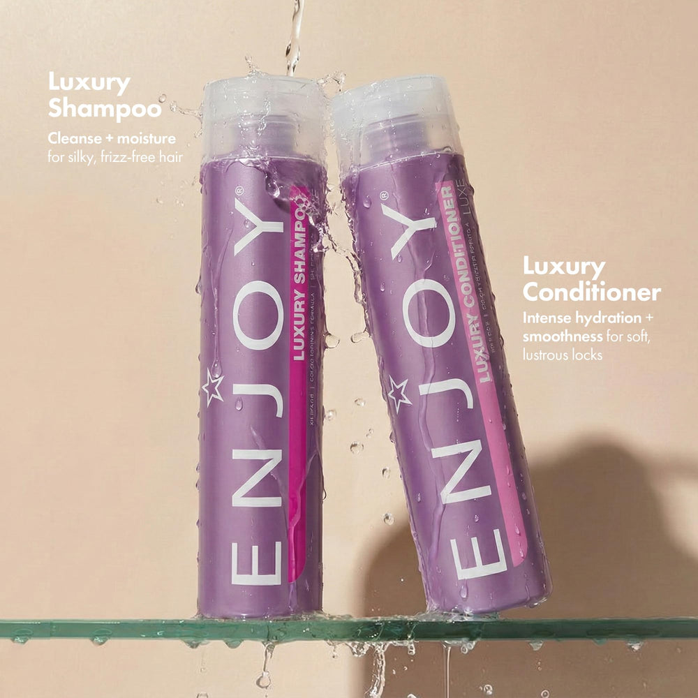 Enjoy label close-up highlighting ingredients and color-safe benefit